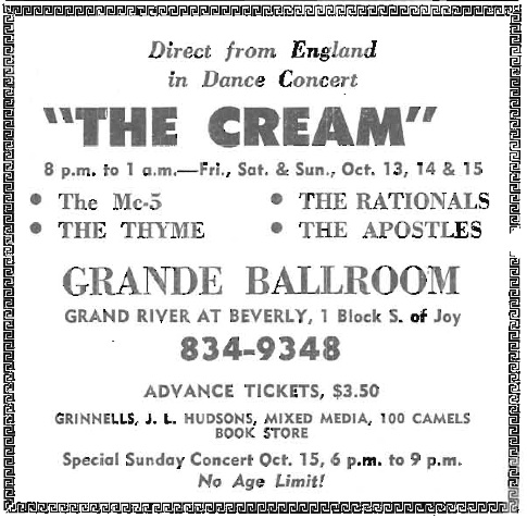 Cream at Grande Ballroom Ad